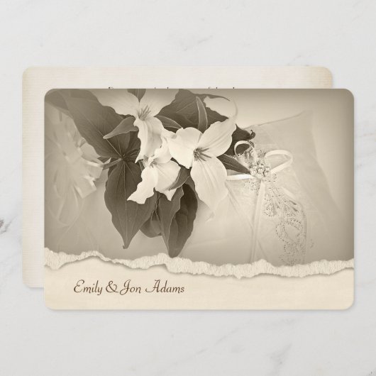 Trillium in sepia tone Wedding Vow Renewal Kaart (Voorkant / Achterkant)