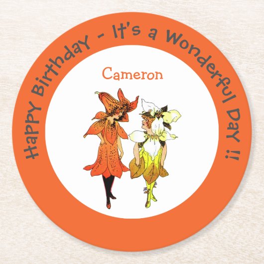 Trillium tijger-lelie grillige bloem partij leveri ronde kartonnen onderzetter (Voorkant)