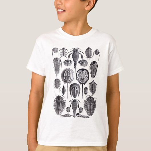 Trilobites and Fossils in Black and White T-shirt (Voorkant)