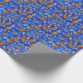 Trilobites op donkerblauwe achtergrond (kinder pat cadeaupapier (Hoek)