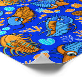 Trilobites op donkerblauwe achtergrond (kinder pat poster (Hoek)