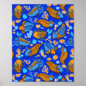 Trilobites op donkerblauwe achtergrond (kinder pat poster (Voorkant)