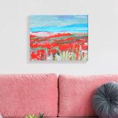 Trilrood Klaprozenveld Canvas Afdruk (Insitu (Woonkamer))