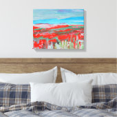 Trilrood Klaprozenveld Canvas Afdruk (Insitu (Slaapkamer))