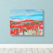 Trilrood Klaprozenveld Canvas Afdruk (Insitu (Houten vloer))