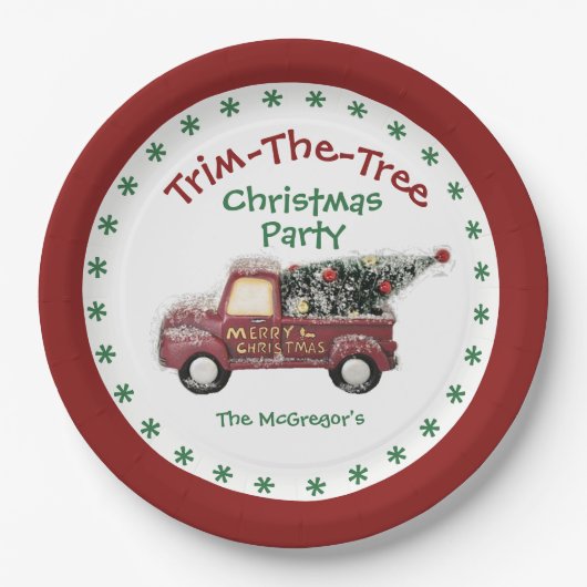 Trim de boom kerstfeest met naam papieren bordje (Voorkant)