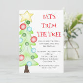 Trim de boom kerstfeest uitnodiging (Staand voorkant)