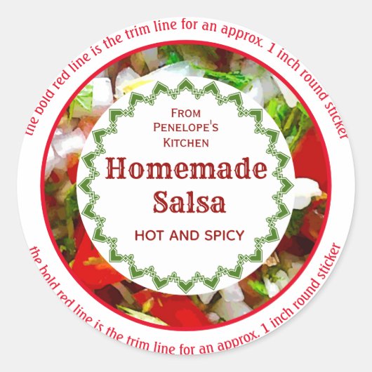 Trim om 1 inch Homemade Salsa Canning Labels te pa (Voorkant)