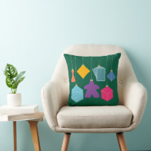 Trim the Tree with Board Games Square Throw Pillow