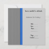TRIMMED BLUE BIRTHDAY INVITATIE Eenvoudig Kaart (Voorkant)