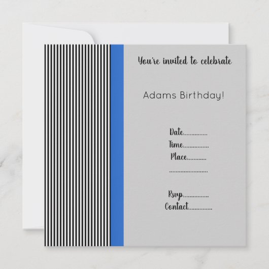 TRIMMED BLUE BIRTHDAY INVITATIE Eenvoudig Kaart (Voorkant)