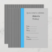 TRIMMED BLUE BIRTHDAY INVITATIE KAART (Voorkant / Achterkant)