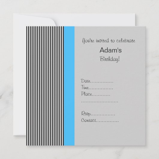 TRIMMED BLUE BIRTHDAY INVITATIE KAART (Voorkant)