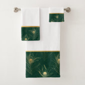TRIMMED EMERALD GOLD BATHROOM TOWEL SET BAD HANDDOEK (Insitu)