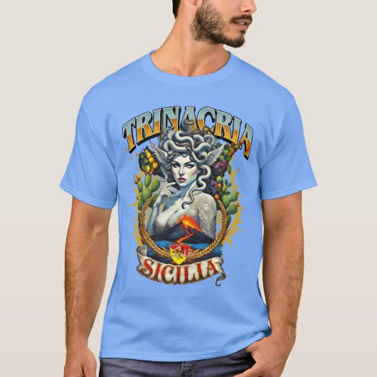 Trinacria Retro Stijl T-Shirt (Voorkant)