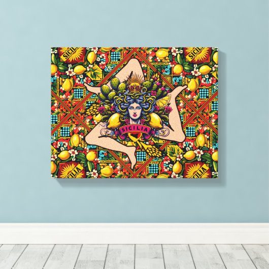 Trinacria Sicilia Canvas Afdruk (Insitu (Houten vloer))