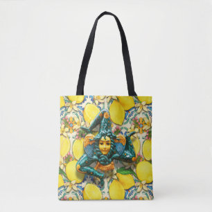 Trinacria Sicilië Medusa Italië Pride Lemon Tegel Tote Bag