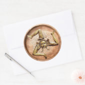 Trinacria-symbool van Sicilië (Faux Wood) Ronde Sticker (Envelop)