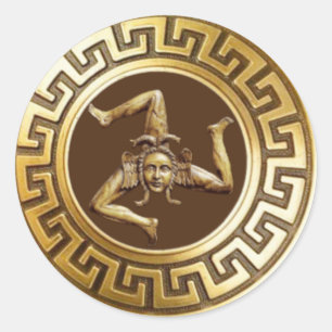 Trinacria van Sicilië (Bronze) Ronde Sticker