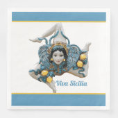 Trinacria van Sicilië Sicilia Blauw en Geel Servet (Voorkant)