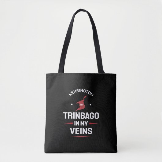 Trinbago in My Aderen | Trini Trots ZWART Tote Bag (Voorkant)