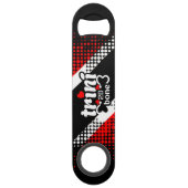 Trini 2D Bone met Dot Pattern Flag en Jouw naam Speed Flessenopener (Voorkant)