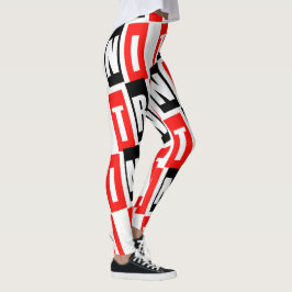 Trini Fabulous Text in Red White Black Leggings