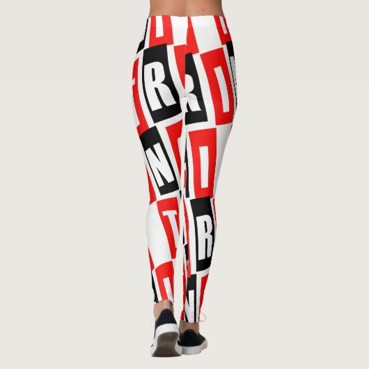 Trini Fabulous Text in Red White Black Leggings (Achterkant)