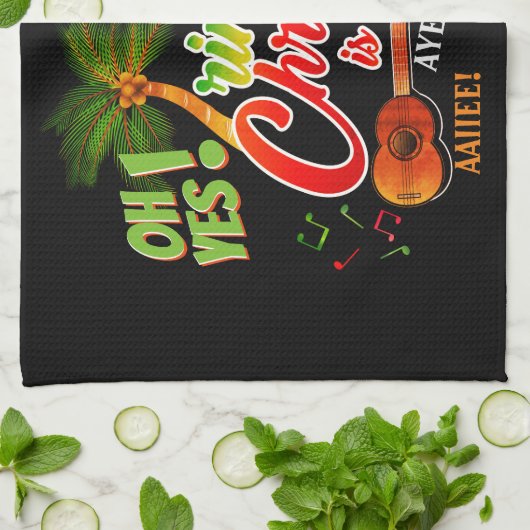 Trini Kerstmis is de beste op BLACK Theedoek (Gevouwen)