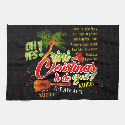 Trini Kerstmis is de beste op BLACK Theedoek (Horizontaal)