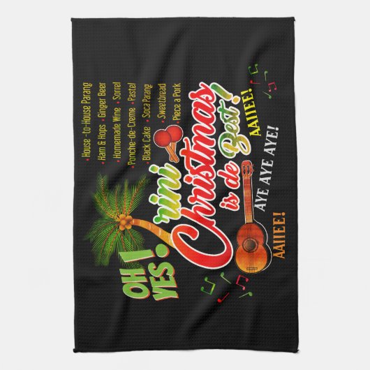 Trini Kerstmis is de beste op BLACK Theedoek (Verticaal)