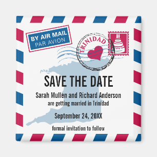Trinidad Air Mail Bruiloft Save the Date Magneet