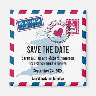 Trinidad Air Mail Bruiloft Save the Date Magneet