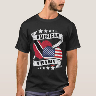 Trinidad Amerikaanse vlag half trini half Amerikaa T-shirt