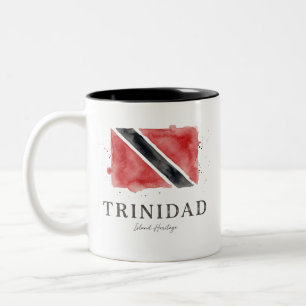 Trinidad Aquarel Vlag Caraïbisch Erfgoed Tweekleurige Koffiemok