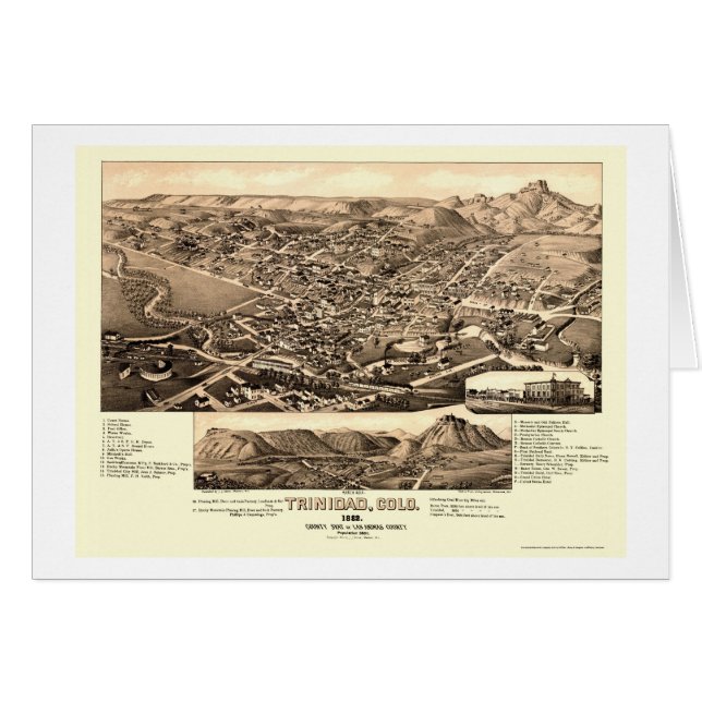 Trinidad, CO Panoramic Map - 1882 (Voorkant Horizontaal)