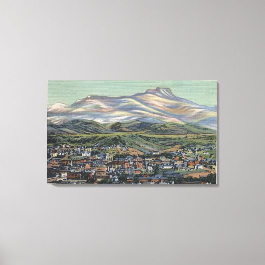 Trinidad, Colorado - Fisher's Peak en City Canvas Afdruk (Voorkant)