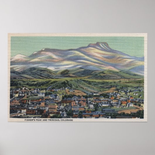 Trinidad, Colorado - Fisher's Peak en City Poster (Voorkant)