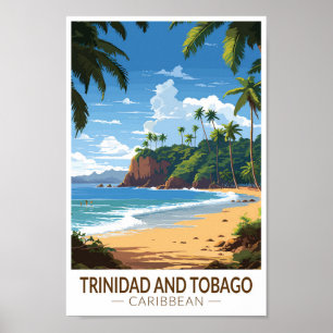 Trinidad en Tobago Caribbean Travel Art Vintage Poster