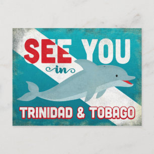 Trinidad en Tobago Dolphin - Retro Vintage Travel Briefkaart