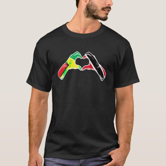 Trinidad en Tobago Guyana vlaggen Heart Mix Herita T-shirt (Voorkant)