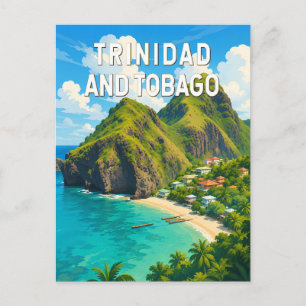 Trinidad en Tobago Illustratie Reis Kunst Retro Briefkaart