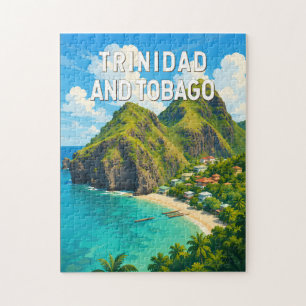 Trinidad en Tobago Illustratie Reis Kunst Retro Legpuzzel