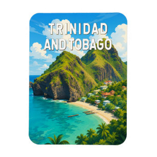 Trinidad en Tobago Illustratie Reis Kunst Retro Magneet