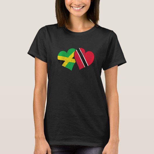 Trinidad en Tobago Jamaica Trinidadian Flag Heart  T-shirt (Voorkant)