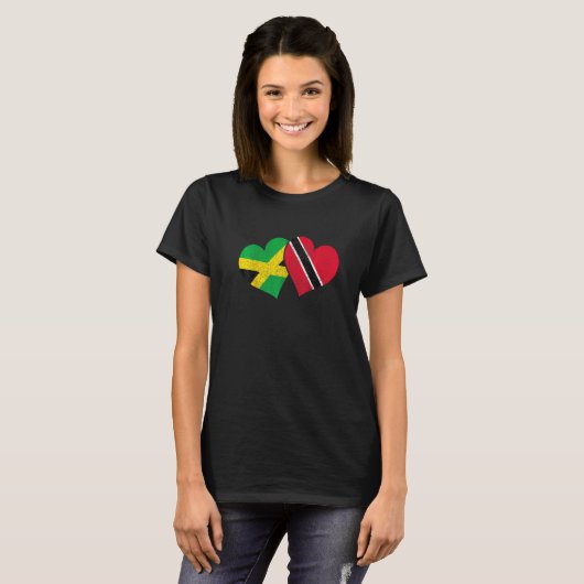 Trinidad en Tobago Jamaica Trinidadian Flag Heart  T-shirt (Voorkant volledig)