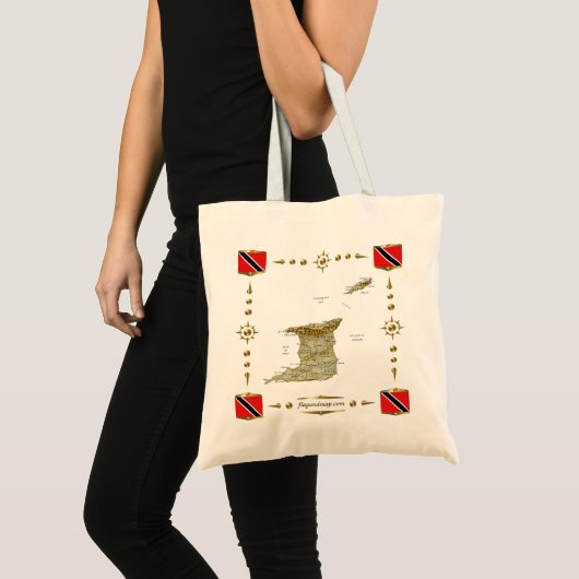 Trinidad en Tobago Map + Flags Bag Tote Bag (Voorkant (product))