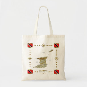 Trinidad en Tobago Map + Flags Bag Tote Bag