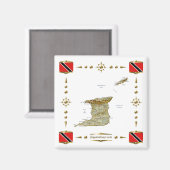 Trinidad en Tobago Map + Flags Magnet (Voorkant / Achterkant)