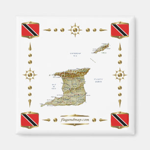 Trinidad en Tobago Map + Flags Magnet